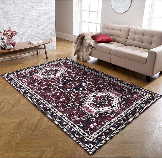 Fame Living Washable Area Rug. Modern Farmhouse. Vintage. Turkish. Bohemian. Distressed. Oriental. Traditional. Rugs for Living Room. Dining. Bedroom. Office. Entryway. Foyer. (851RR, 2'5" x 6'5")