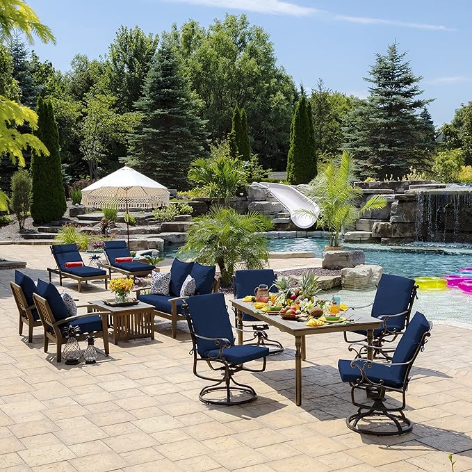 Arden Outdoor Deep Seat Cushion Set, 24 in x 24 in, Weather-Proof, Rain-Proof, Fade Resistant Patio Cushion for Chair, Sofa, and Couch Sapphire Blue Leala