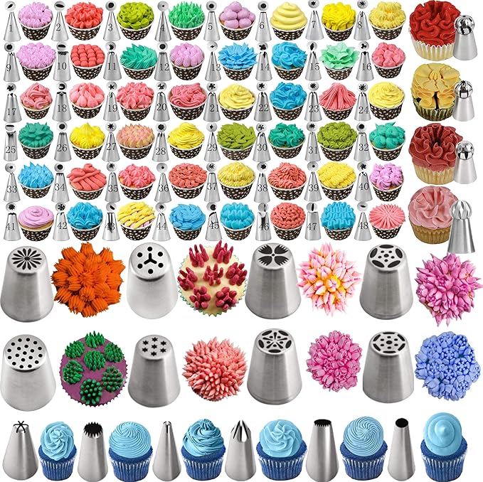 ARNISION 359PCs Cake Decorating Baking Supplies Kit, Baking Set with 66 Piping Tips, Icing Bags and Tips Set for Beginners,Baking Tools,Cupcake Decorating Kit