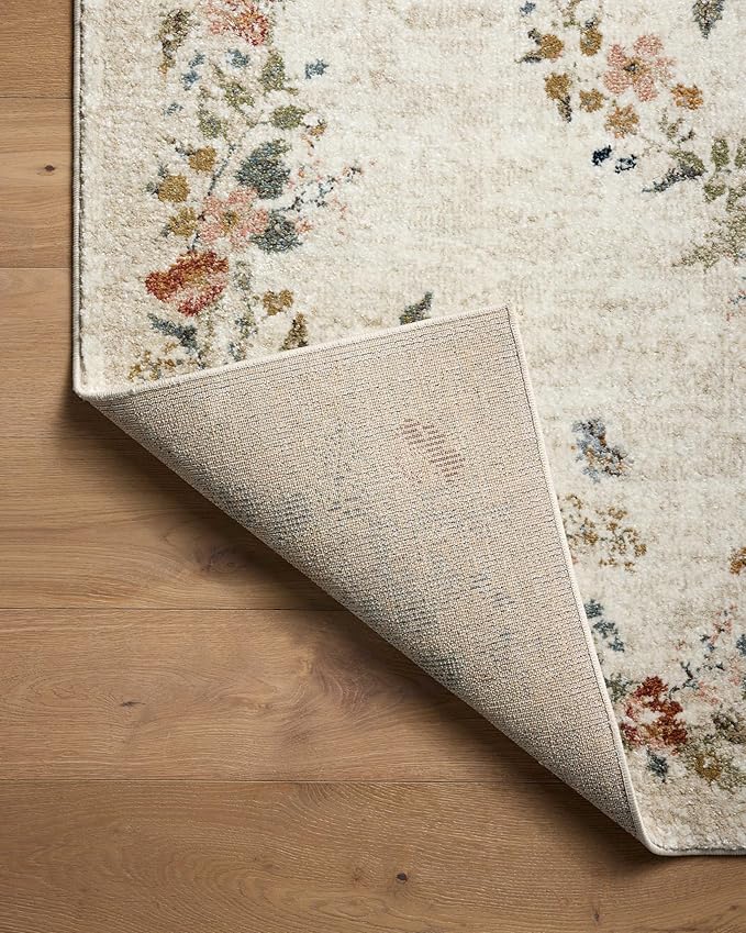 Loloi Rifle Paper Co. Laurel Collection LAU-01 Cream 5'-3" x 7'-8" Area Rug
