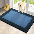 PURRUGS Dirt Trapping Door Mat 32" x 48", Non-Slip/Skid Machine Washable Entryway Rug, Shoes Scraper, Throw Rug, Super Absorbent Area Rug for Muddy Wet Shoes and Paws, Light Blue & Navy