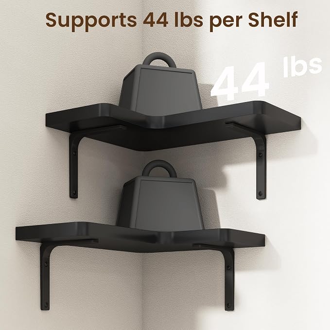 Venusmiles Corner Floating Shelves Set of 4, Wall Mounted L-Shaped Storage