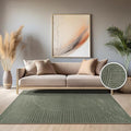 Paco Home Modern Area Rug with Raised Curved Line Pattern – Minimalist Design in Green, Size: 5'3" x 7'7"