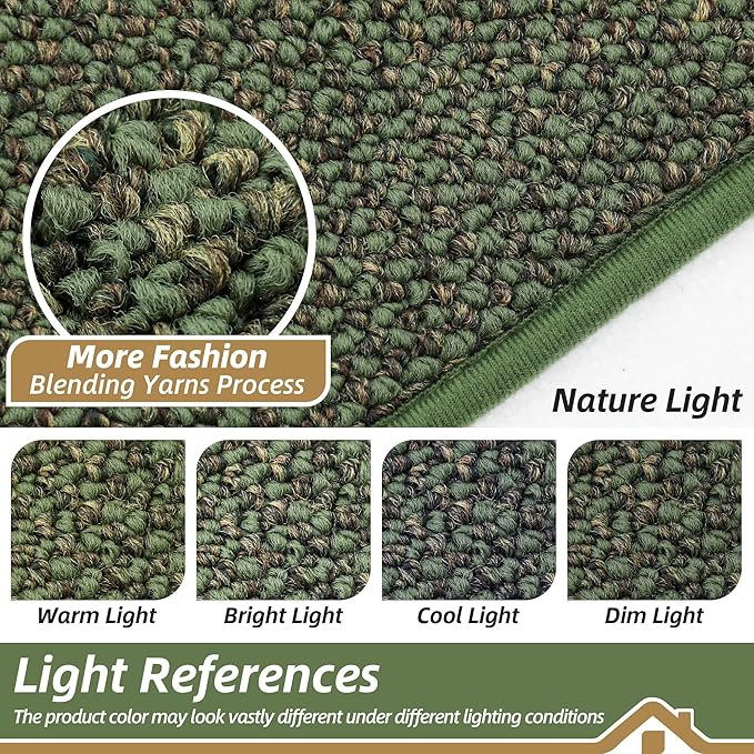 BEQHAUSE Dirt Trapper Door Mat 24" x 36", Non-Slip Washable Doormats Entrance Mat, Dirt Resistant and Absorbent Welcome Mat, Low Profile Floor Mats for Front Back Door and Entryway, Green