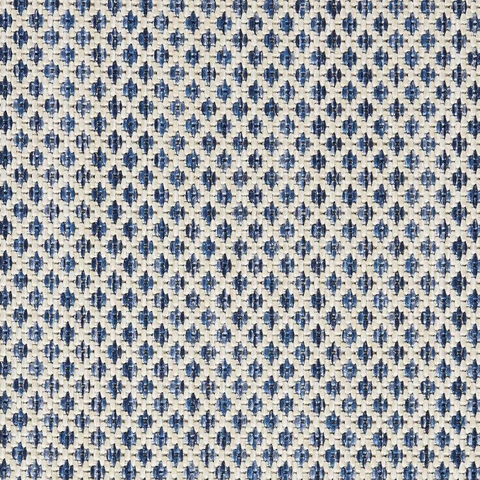 Nourison Home Courtyard Ivory Blue 8' x Round Area Rug - Easy Clean, Non Shedding, Bed Room, Living Room, Dining Room, Kitchen (8' x Round)