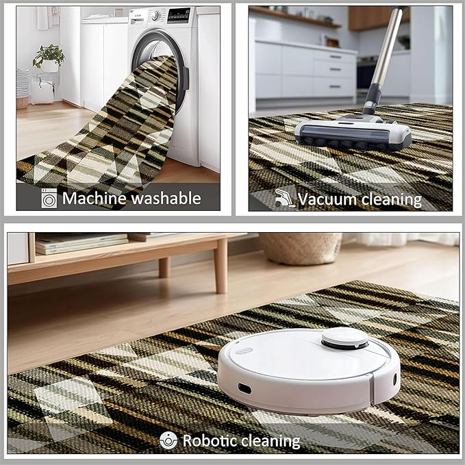 Large Living Room Area Rug 6x9ft,Modern Geometric Rugs, Multicolor Low Pile Farmhouse Carpet, Machine Washable & Non-Slip Non-Shedding for Classroom, Bedroom & Dorm