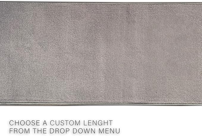 Custom Made Runner Rug Low Pile with Rubber Backing for Kitchen Foyer Hallway Entry Choose Your Length Size 26 Inch Wide Solid and Plain Grey Color (18 feet x 26 inch)