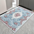 Easy-Going Floral Area Rug 3x5 Entryway Rug Washable Inside Door Mats for Home Entrance Non-Slip Retro Flowers Small Rugs for Entry Living Room Bedroom Kitchen Bathroom Lightweight Carpet, Teal Red