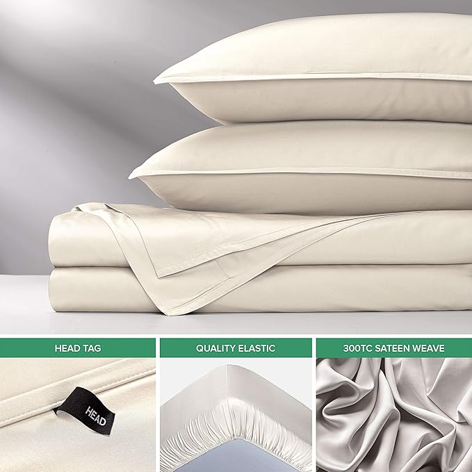 Pure Bamboo California King Sheets, Genuine 100% Organic Viscose Derived from Bamboo Bed Sheet Set, Soft & Cooling, Double Stitching, 2 Year Quality Promise (California King, Ivory)