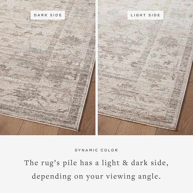 Loloi Magnolia Home by Joanna Gaines Millie Collection MIE-01 Silver/Dove 9'-6" x 13'-1", .25" Pile Height, Area Rug