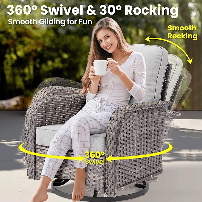 ovios 6 Pieces Patio Furniture Set, Outdoor Wicker Sofa Couch