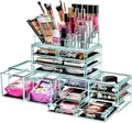 Sorbus Large Makeup Organizer - Clear Stackable Jewelry & Makeup Organizer For Vanity, Bathroom Storage, Dresser - 12 Drawers Cosmetic Beauty Organizers and Storage with Lipstick, Makeup Brush Holder