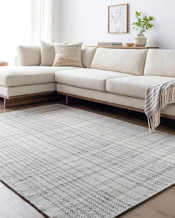Mark&Day Wool Rugs, 9x12 Ishaq Cottage Slate Area Rug, Grey Silver Carpet for Living Room, Bedroom or Kitchen (8'10" x 12')