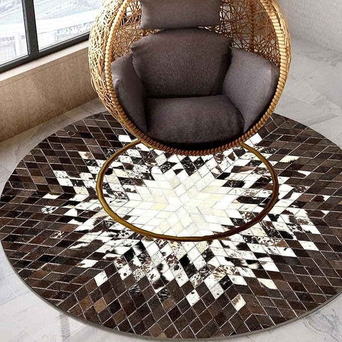 Round Area Rug – Soft and Durable Floor Mat for Living Room, Bedroom, or Entryway – Non-Slip Modern Carpet for Home Decor & Interior Styling(White 9X9)