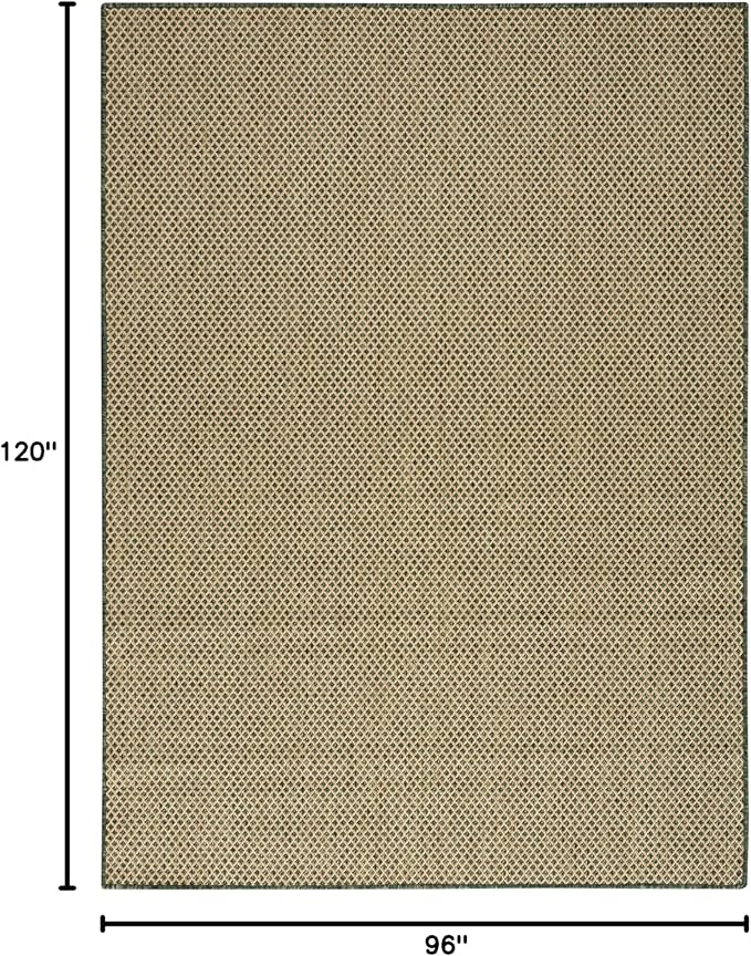 Nourison Home Courtyard Green 8' x 10' Area Rug - Easy Clean, Non Shedding, Bed Room, Living Room, Dining Room, Kitchen (8' x 10')