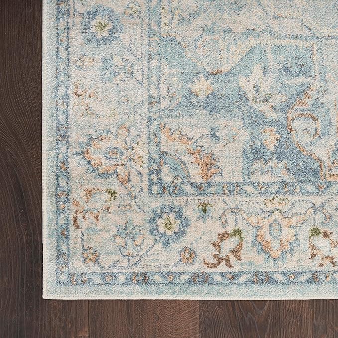 Nourison Home Astra Machine Washable Light Blue 2'2" x 10' Area Rug - Easy Clean, Non Shedding, Bed Room, Living Room, Dining Room, Kitchen (10' Runner)