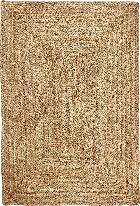 Hausattire Hand Woven Jute Braided Rug, 2'x3' – Natural, Reversible Boho Entry Area Rugs for Kitchen, Living Room I Farmhouse Indoor Outdoor Decorative Floor Rug, 24x36 Inches