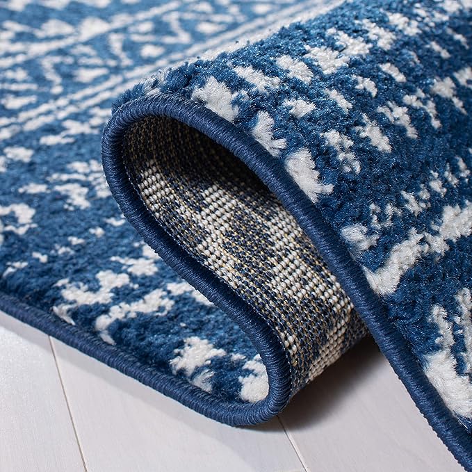 SAFAVIEH Tulum Collection Area Rug - 3' Square, Navy & Ivory, Moroccan Boho Tribal Design, Non-Shedding & Easy to Clean, Ideal for Entryway, Foyer, Accent Space, Bedroom (TUL272N)