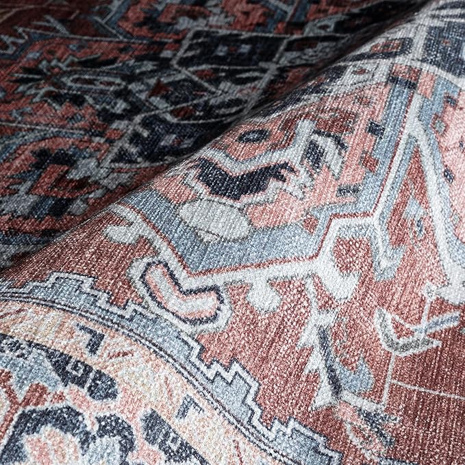 Fame Rugs Turkish Rug. Washable Vintage Oriental Antique Inspired Traditional Doormat Small Modern Area Rugs Luxury Entryway Entry Bedroom Bathroom Kitchen (401TB, 9' x 12')
