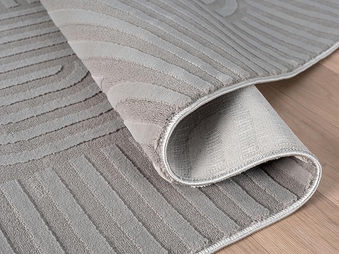 Annabel Modern Geometric Runner Rug for Kitchen, 2x7 Contemporary Arched and Linear Gray Runner, High-Low Pile Stain Resistant Carpet for Bedroom, Hallway or Entryway (2' x 7', Gray)