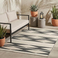 Fab Habitat Outdoor Rug - Waterproof, Fade Resistant, Crease-Free - Premium Recycled Plastic - Neutral Geometric Tribal - Patio, Porch, Deck, Balcony - Cairo - Natural & Black - 5 x 8 ft