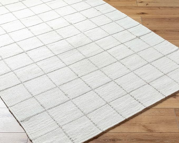 Mark&Day Wool Rugs, 2x8 Ishaq Cottage Off-White Runner Area Rug, White Silver Carpet for Hallway, Kitchen, Bedroom or Living Room (2'6" x 8' Runner)