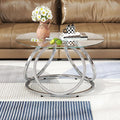 O&K FURNITURE Silver Coffee Table, Modern Glass Coffee Table Living Room Table