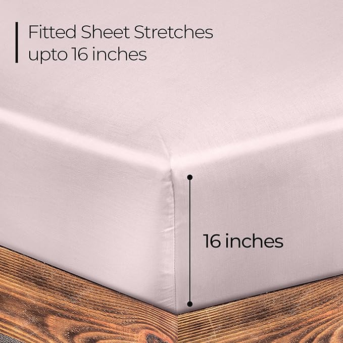 ROYALE LINENS 300 Thread Count 100% Long Staple Combed Cotton Fitted Sheet Queen - Super Soft Deep Pocket Bottom Sheet - Fitted Sheets Only - Elastic Sheets (Queen, Lavender)