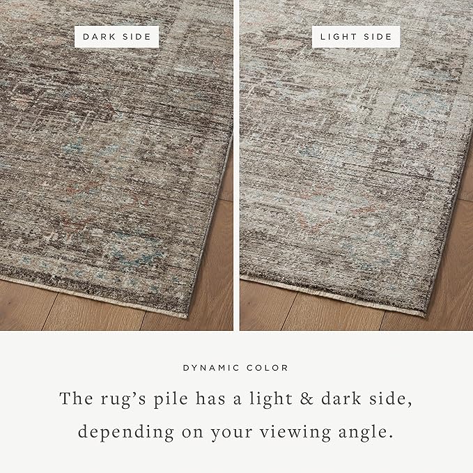 Loloi Magnolia Home by Joanna Gaines Millie Collection MIE-03 Charcoal/Dove 2'-7" x 10'-0", .25" Pile Height, Runner Rug