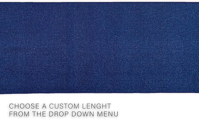 Custom Made Runner Rug Low Pile with Rubber Backing for Kitchen Foyer Hallway Entry Choose Your Length Size 26 Inch Wide Solid and Plain Dark Blue Color (43 feet x 26 inch)