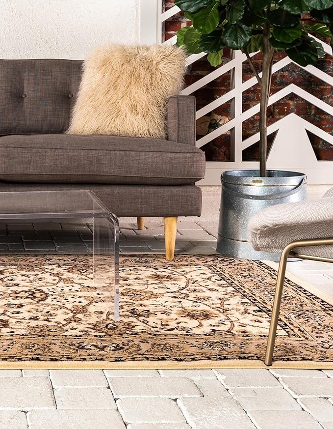 Rugs.com Yasmin Collection Rug – 10' x 13' Ivory Medium Rug Perfect for Living Rooms, Large Dining Rooms, Open Floorplans