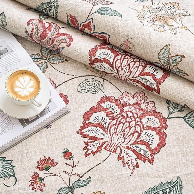 jinchan Elora 2x3 Floral Rug for Entryway Washable Kitchen Rug Vintage Romance Design Small Mat Non Slip Indoor Doormat Lightweight Low-Profile Throw Carpet for Entrance Laundry Room, Red/Beige