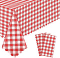 3 Pack Red Gingham Tablecloths, 54 X 108Inch Plastic Red and White Checkered Tablecloth Disposable Picnic Table Cloths Waterproof Outdoors Tablecloth for Camping Picnic Barbecue Birthday Party