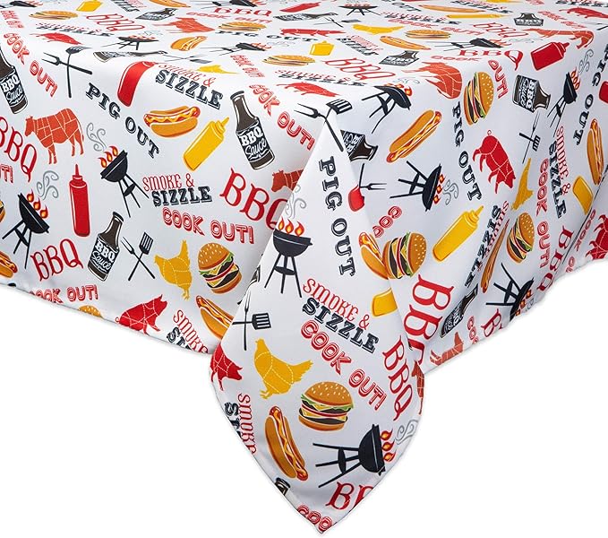 DII Outdoor Tabletop Collection, Stain Resistant & Waterproof, 60x120 w/Zipper, Barbeque