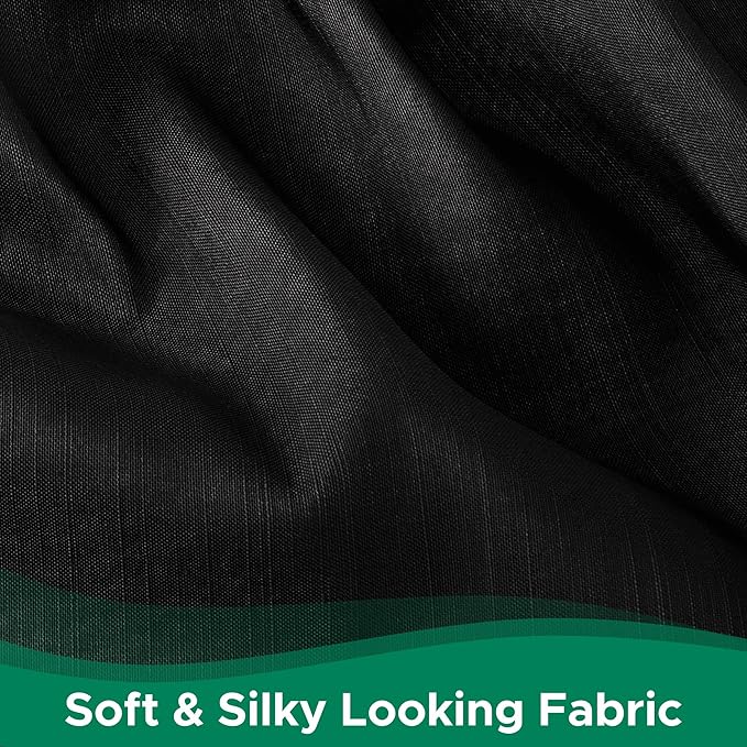 Biscaynebay Wrap Around Bed Skirts for Queen Beds with Extra Long Drop of 25", Black Adjustable Elastic Dust Ruffles Easy Fit Wrinkle Resistant Silky Luxurious Fabric Machine Washable