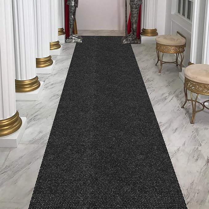Ottomanson Commercial Scrape Rib Entry Mat – Heavy Duty Ribbed Floor Mat for High Traffic – Non Slip Rubber Back, Waterproof – Indoor Outdoor Use for Offices, Schools, Lobbies, 2' x 41', Black