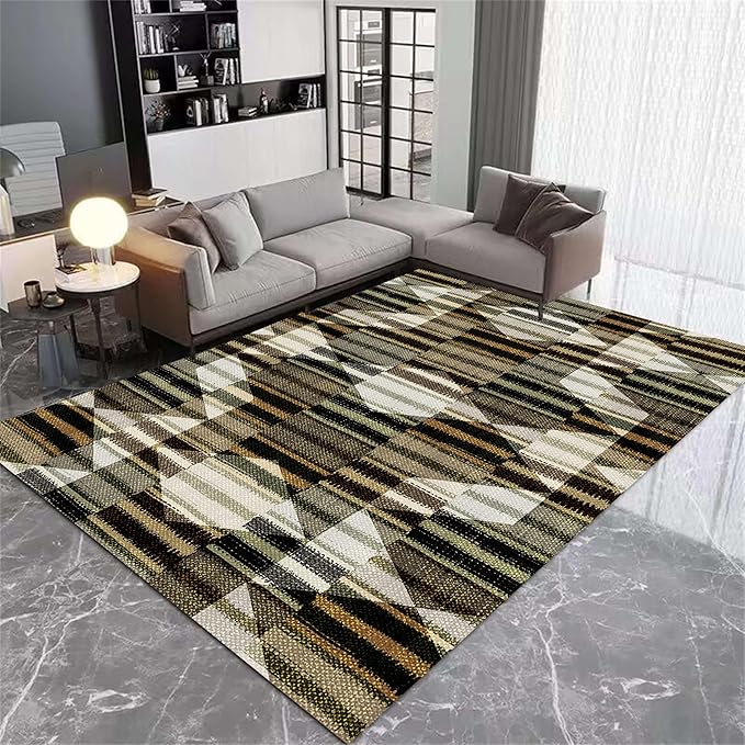 Large Living Room Area Rug 6x10ft,Modern Geometric Rugs, Multicolor Low Pile Farmhouse Carpet, Machine Washable & Non-Slip Non-Shedding for Classroom, Bedroom & Dorm