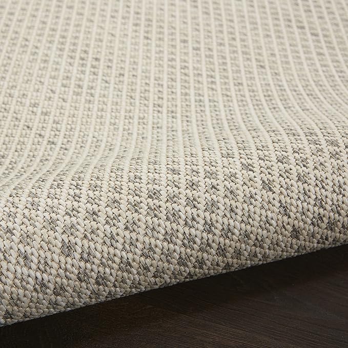 Nourison Home Courtyard Ivory Silver 2'2" x 12' Area Rug - Easy Clean, Non Shedding, Bed Room, Living Room, Dining Room, Kitchen (12' Runner)