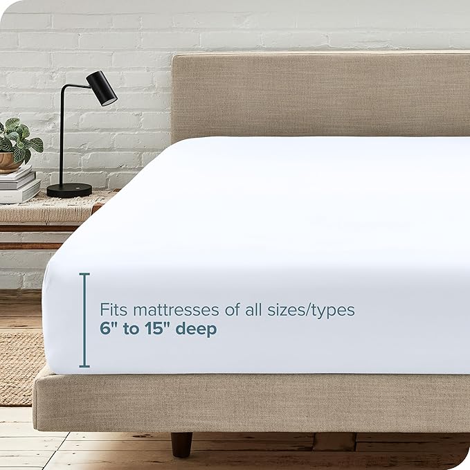 Bare Home Fitted Bottom Sheet Twin Size - Premium 1800 Microfiber - Ultra-Soft Hotel Luxury - Deep Pocket - Durable and Long Lasting (Twin, White)