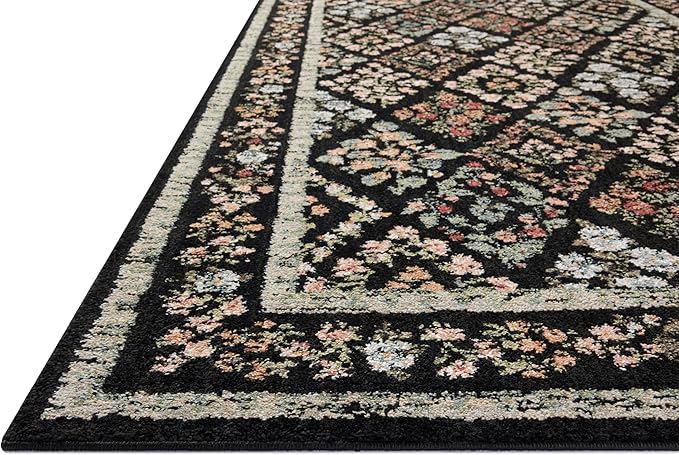 Loloi Rifle Paper Co. Laurel Collection LAU-04 Black/Multi 2'-8" x 10' Runner Rug
