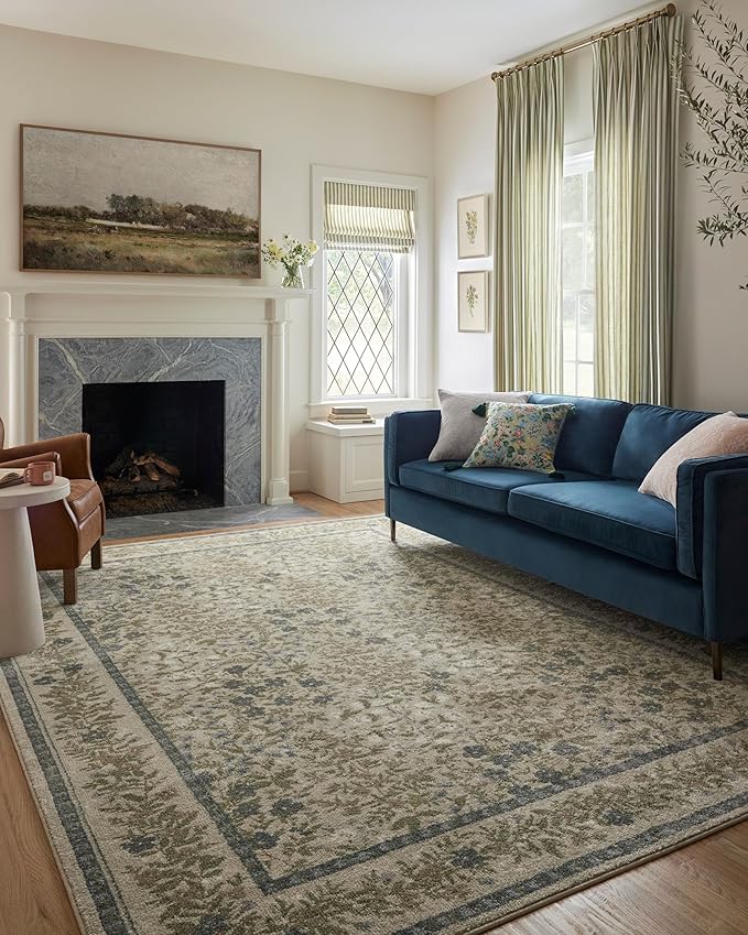 Loloi Rifle Paper Co. Laurel Collection LAU-03 Ivory/Multi 5'-3" x 7'-8" Area Rug