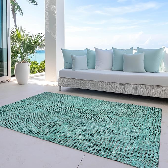Addison Rugs Chantille ACN591 Teal 3' x 5' Indoor Outdoor Area Rug, Easy Clean, Machine Washable, Non Shedding, Bedroom, Living Room, Dining Room, Kitchen, Patio Rug
