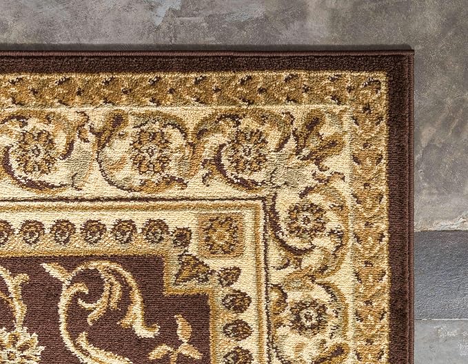 Unique Loom Versailles Collection Traditional Classic Medallion Floral Motif Area Rug (5' 0 x 8' 0 Rectangular, Brown/ Ivory)