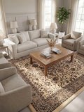 Rugs.com Yasmin Collection Rug – 10' x 13' Ivory Medium Rug Perfect for Living Rooms, Large Dining Rooms, Open Floorplans