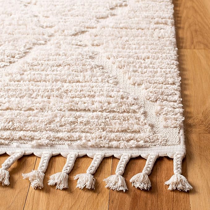 SAFAVIEH Marrakech Collection Area Rug - 10' x 14', Beige, Moroccan Boho Tribal Tassel Design, Non-Shedding & Easy Care, Ideal for High Traffic Areas in Living Room, Bedroom (MRK517C)