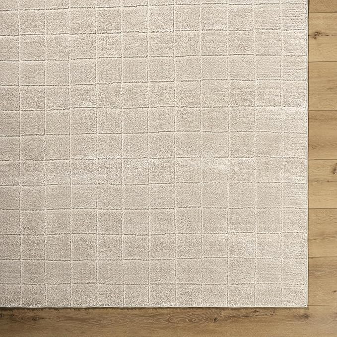 Livabliss x Our PNW Home Cascade Minimalist Grid Area Rug, 2'7" x 12', Light Beige