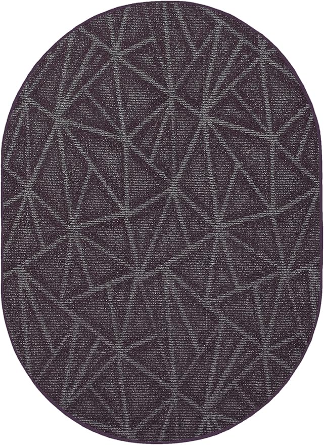 Furnish my Place Geometrical Pattern Indoor/Outdoor Refine Purple Rug, Abstract Area Rug, Doorway Mat, Contemporary Rug for Living Room, Entryway, Made in USA - 2' x 10' Oval