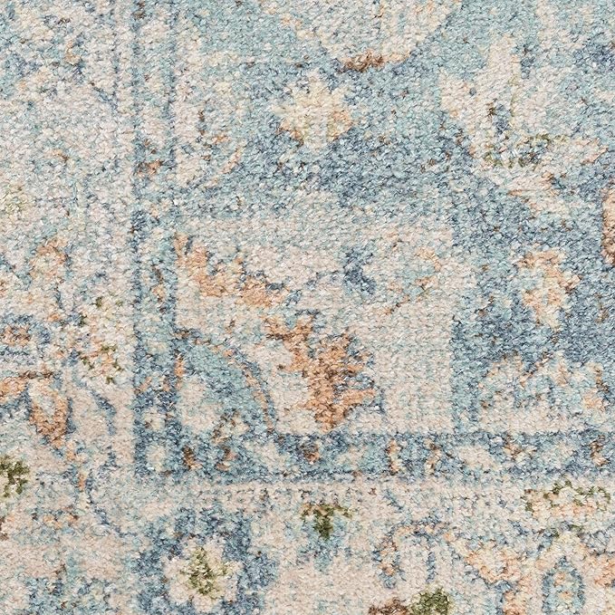 Nourison Home Astra Machine Washable Light Blue 2'2" x 10' Area Rug - Easy Clean, Non Shedding, Bed Room, Living Room, Dining Room, Kitchen (10' Runner)