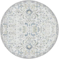 jinchan Kalen Round Rug 6ft Area Rug Washable Vintage Indoor Retro Floor Cover Distressed Floral 6' Round Circle Boho Non Slip Thin Carpet for Living Room Dining Room Bedroom Kitchen Blue