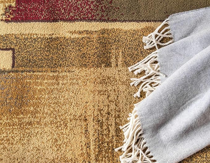 Unique Loom Barista Collection Area Rug - Timor (7' 10" x 10' Rectangle, Multi/ Red)